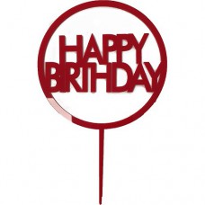 Cake topper happy birthday rood OP=OP